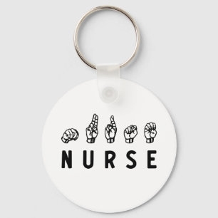 Porte-clés Infirmière ASL langue des signes main Nurse Grad R