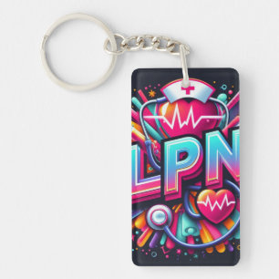 Porte-clés Infirmière audacieuse et colorée Graphique néon Po