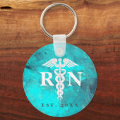 Porte-clés Infirmière autorisée Caduceus Marbre Turquoise mod (Recto)