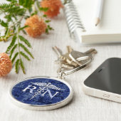 Porte-clés Infirmière autorisée RN Caduceus sur Camo Bleu (Côté)