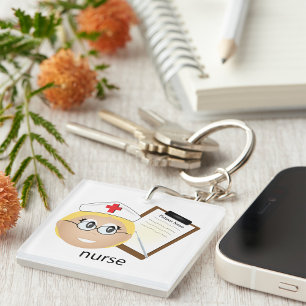Porte-clés Infirmière avec Clipboard Médical et Thermomètre
