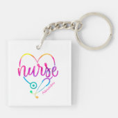 Porte-clés "Infirmière" avec stéthoscope en forme de coeur (Dos)