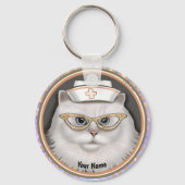 Porte-clés infirmière chat persan (Recto)
