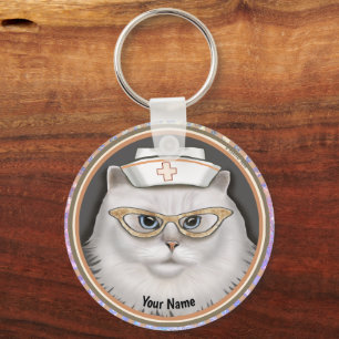 Porte-clés infirmière chat persan