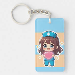 Porte-clés Infirmière Chibi Originale 2.0 - Soins du cœur