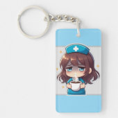 Porte-clés Infirmière Chibi Originale - Café avec Fatigue (Devant)