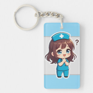 Porte-clés Infirmière Chibi Originale - Le Moment de Question