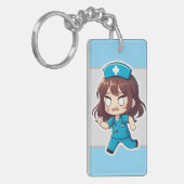 Porte-clés Infirmière Chibi Originale - Le Shift Frénétique (Devant gauche)