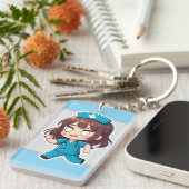 Porte-clés Infirmière Chibi Originale - Le Shift Frénétique (Devant droit)