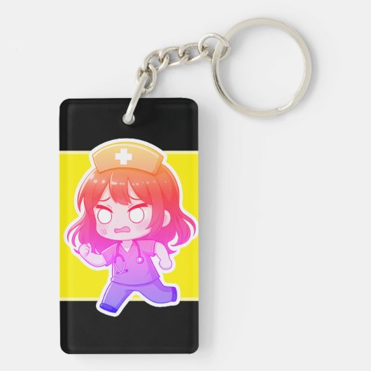 Porte-clés Infirmière Chibi Originale - Le Shift Frénétique (Dos)