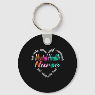 Porte-clés Infirmière de santé Nuage de mots Cœur Aquarelle A