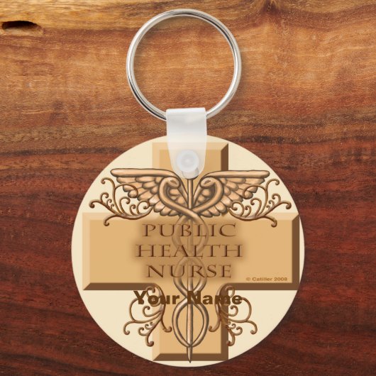Porte-clés Infirmière de santé publique Caducée (Recto)