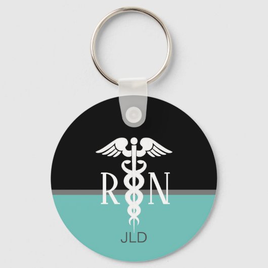 Porte-clés Infirmière diplômée moderne Caduceus Monogramme Tu (Recto)