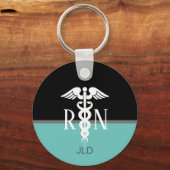 Porte-clés Infirmière diplômée moderne Caduceus Monogramme Tu (Recto)