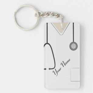 Porte-clés Infirmière-infirmier-médecin Steth White Acryliq