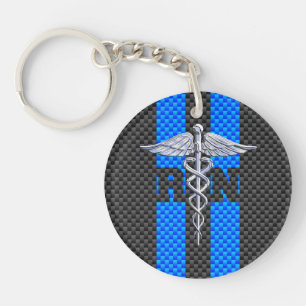 Porte-clés Infirmière inscrite RN Caduceus Carbon Fiber Style