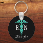 Porte-clés Infirmière inscrite RN Médicale Caduceus Turquoise (Recto)