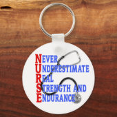 Porte-clés INFIRMIÈRE Ne jamais sous-estimer la force réelle  (Recto)