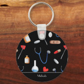 Porte-clés Infirmière noire médicale (Recto)