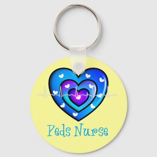 Porte-clés Infirmière pédiatrique Artsy Blue Heart Design Cad (Recto)