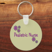 Porte-clés Infirmière pédiatrique Fleurs pourpres (Recto)