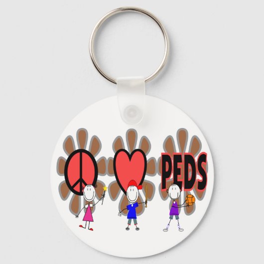 Porte-clés Infirmière pédiatrique—"Peace Love Pediatrics" mig (Recto)