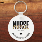Porte-clés Infirmière personnalisée Est Cheetah Infirmière ap (Recto)