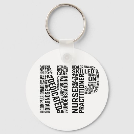 Porte-clés Infirmière Praticien Word Art NP (Recto)