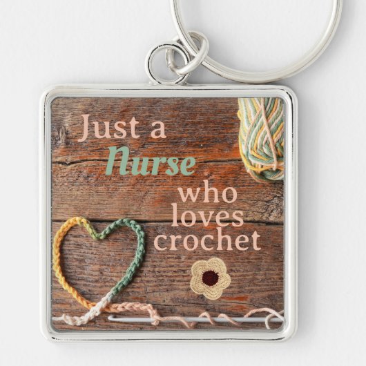 Porte-clés Infirmière qui aime le crochet Design rustique (Devant)