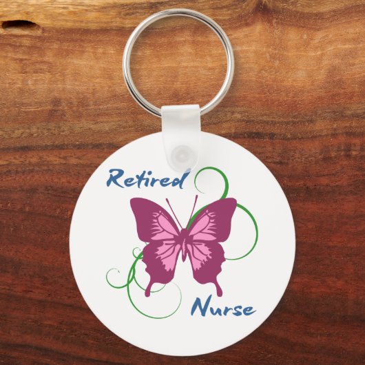 Porte-clés Infirmière retraitée (papillon) (Recto)