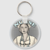 Porte-clés infirmière rétro (Recto)