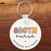 Porte-clés Infirmière Retro OBGYN personnalisée (Verso)