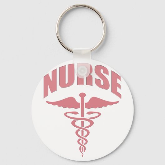 Porte-clés Infirmière Rose Caduceus (Recto)