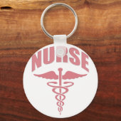 Porte-clés Infirmière Rose Caduceus (Recto)