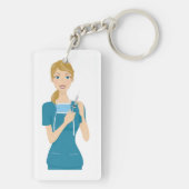 Porte-clés Infirmière souriante avec seringue (Dos)