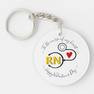 Porte-clés Infirmière Valentines Jour stéthoscope jaune RN