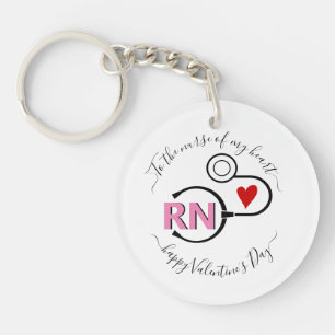 Porte-clés Infirmière Valentines jour stéthoscope rose RN