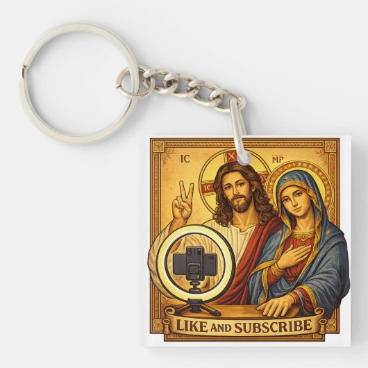 Porte-clés Influenceur drôle Jésus Marie (Devant)
