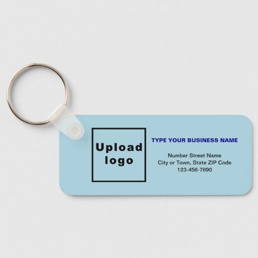 Porte-clés Information minimale de l'entreprise Rectangle ble (Verso)