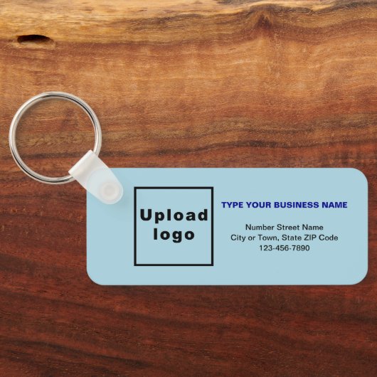 Porte-clés Information minimale de l'entreprise Rectangle ble (Verso)