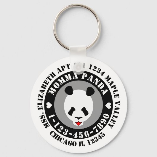 Porte-clés Informations de contact d'urgence de Momma Panda p (Recto)