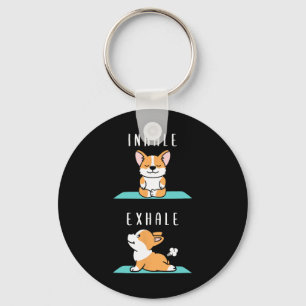 Porte-clés Inhaler Exhaler Namaste Yoga Corgi Chien Méditatio
