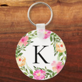 Porte-clés Initial Floral Rose (Recto)