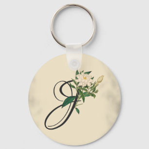 Porte-clés Initial J, Porte - clé Vintage Jasmine