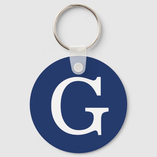 Porte-clés Initial Letter Monogram Blue White Plain Simple (Recto)