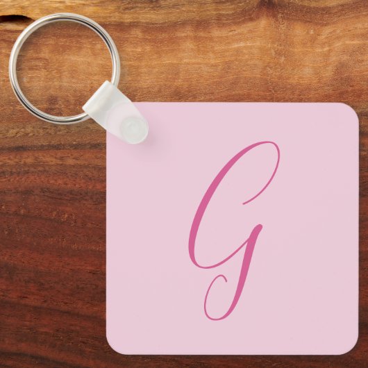Porte-clés Initial Letter Monogram Light Pink Plain Chic (Recto)