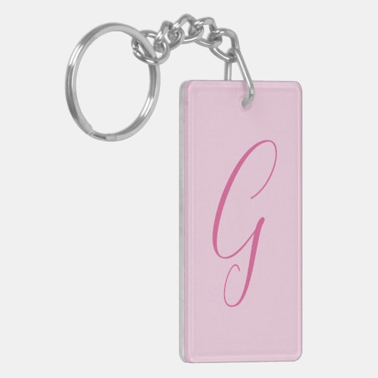 Porte-clés Initial Letter Monogram Light Pink Plain Chic (Devant gauche)