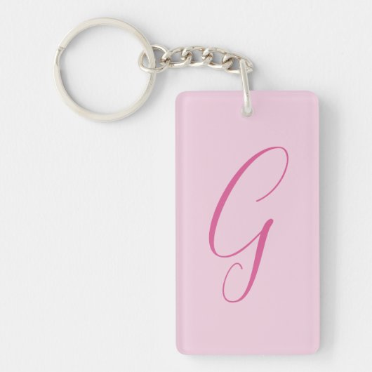 Porte-clés Initial Letter Monogram Light Pink Plain Chic (Devant)