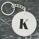 Porte-clés Initial Letter | Monogram Modern Stylish Trendy<br><div class="desc">Simple,  stylish custom initial letter monogram keychain in modern minimalist typography in black on a putty gray background. A perfect custom gift or accessory with a personal touch!</div>