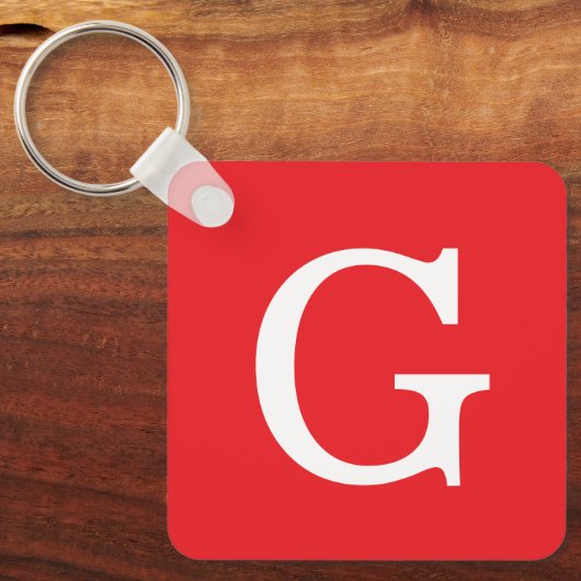 Porte-clés Initial Letter Monogram Red White Plain Simple (Recto)